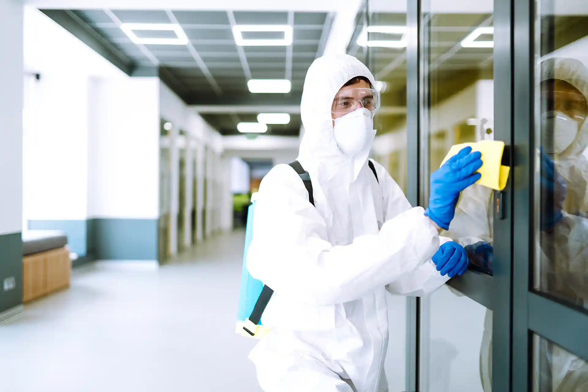 Cleaner disinfecting facility.